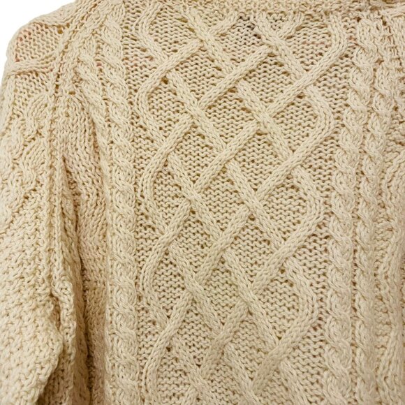 Estridge Handmade Womens Sweater Cable Knit Cream Large - Picture 4 of 5